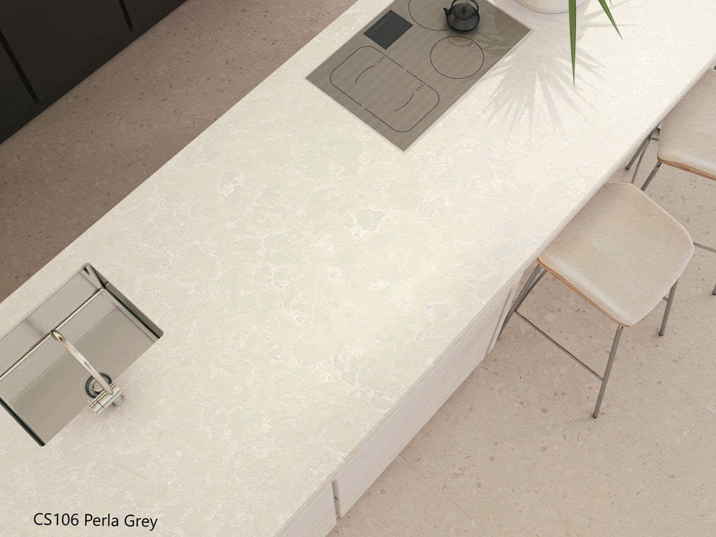Perla Grey Quartz Kitchen Worktop – Modern, Durable & Low-Maintenance