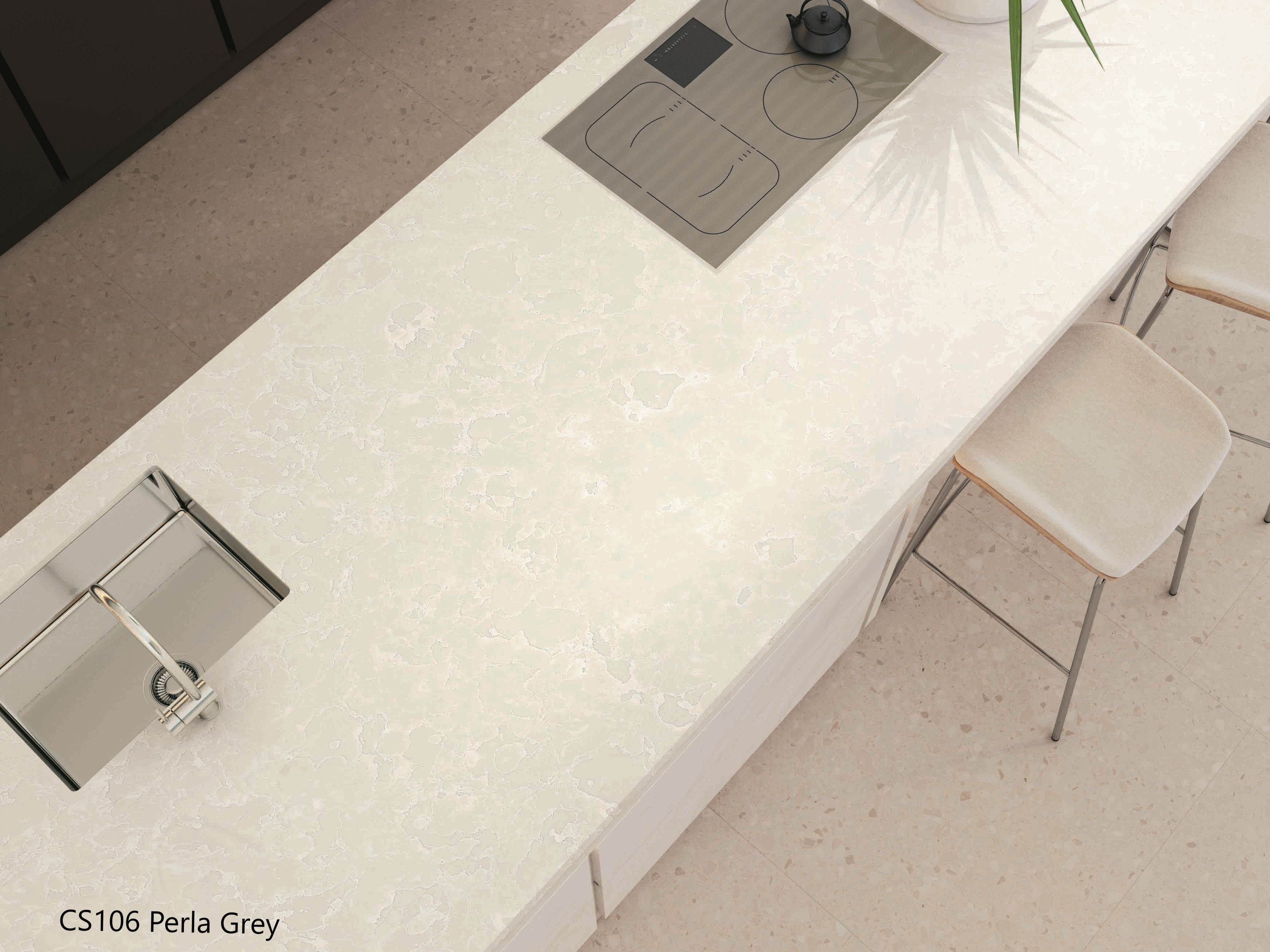 Perla Grey Quartz Kitchen Worktop – Modern, Durable & Low-Maintenance